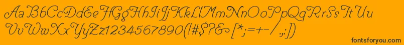 HelveCursive-Schriftart – Schwarze Schriften auf orangefarbenem Hintergrund