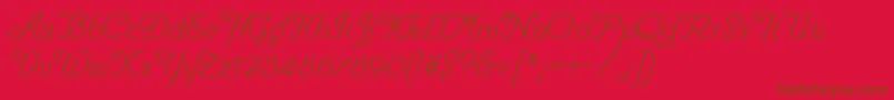 Czcionka HelveCursive – brązowe czcionki na czerwonym tle