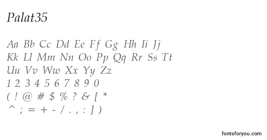 Schriftart Palat35 – Alphabet, Zahlen, spezielle Symbole