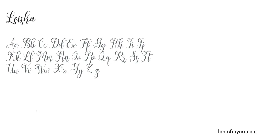 Czcionka Leisha – alfabet, cyfry, specjalne znaki