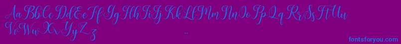 Leisha-Schriftart – Blaue Schriften auf violettem Hintergrund