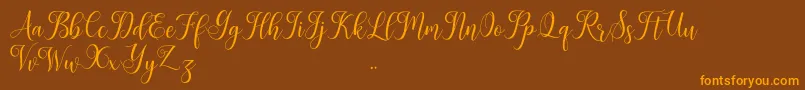 Leisha-Schriftart – Orangefarbene Schriften auf braunem Hintergrund