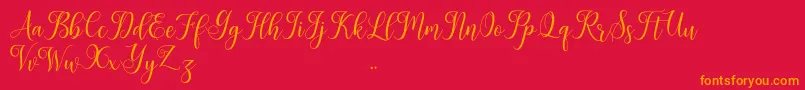 Leisha-Schriftart – Orangefarbene Schriften auf rotem Hintergrund