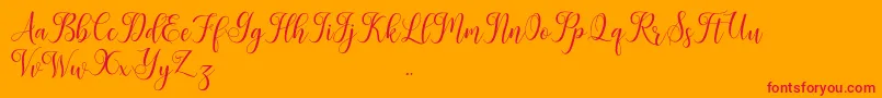Weitere Informationen zur Leisha-Schriftart Leisha-Schriftart – Rote Schriften auf orangefarbenem Hintergrund