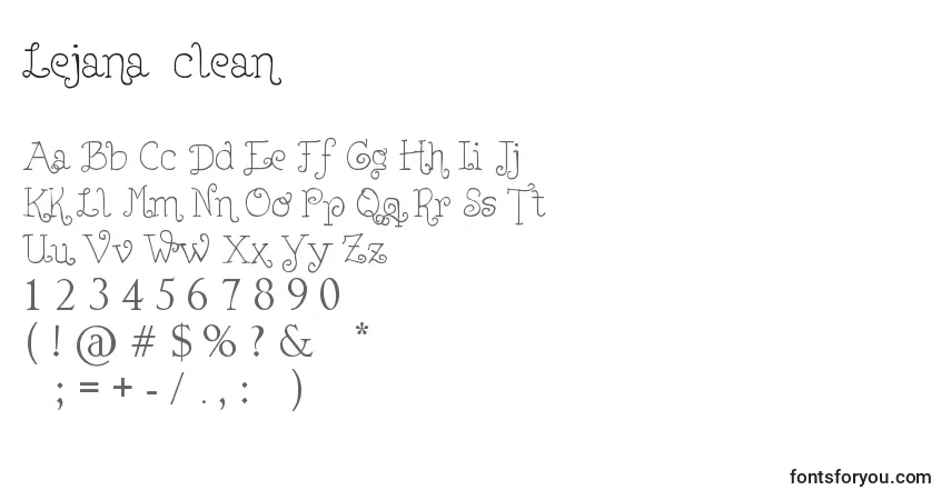 Шрифт Lejana  clean – алфавит, цифры, специальные символы