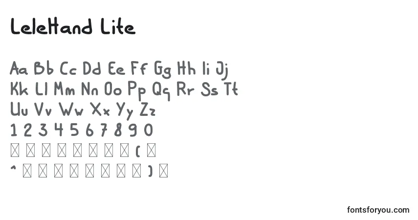 Czcionka LeleHand Lite – alfabet, cyfry, specjalne znaki