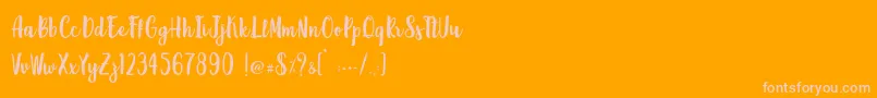 Lemon Brush   Personal Use-Schriftart – Rosa Schriften auf orangefarbenem Hintergrund