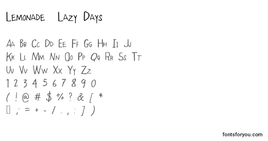 Lemonade  Lazy Days-fontti – aakkoset, numerot, erikoismerkit
