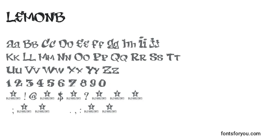 Czcionka LEMONB   (132409) – alfabet, cyfry, specjalne znaki