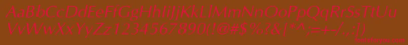 フォントVariantcItalic – 赤い文字が茶色の背景にあります。