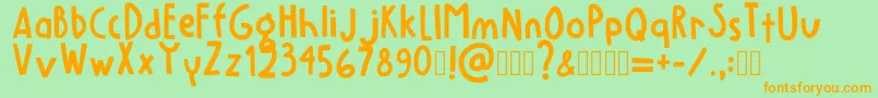 フォントLemoneign Regular – オレンジの文字が緑の背景にあります。