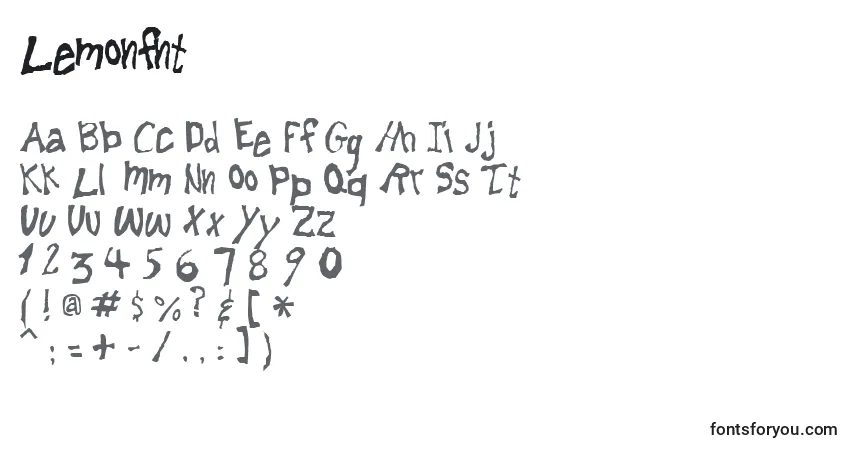 Czcionka Lemonfnt – alfabet, cyfry, specjalne znaki
