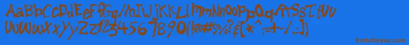 フォントLemonfnt – 茶色の文字が青い背景にあります。