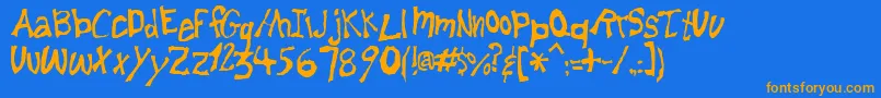 Lemonfnt Font – Orange Fonts on Blue Background