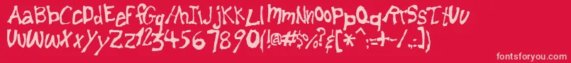 Lemonfnt-Schriftart – Rosa Schriften auf rotem Hintergrund