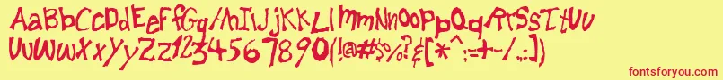 Lemonfnt Font – Red Fonts on Yellow Background