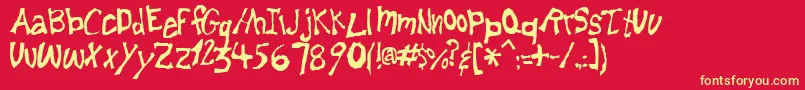 フォントLemonfnt – 黄色の文字、赤い背景