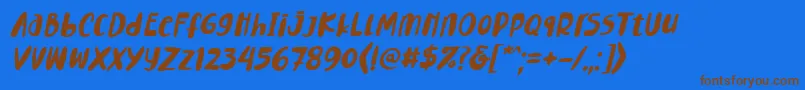 Lemontea Squash Italic Font-Schriftart – Braune Schriften auf blauem Hintergrund