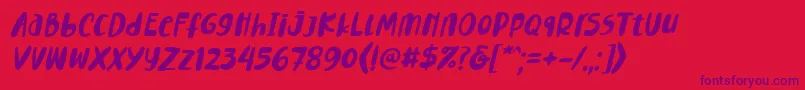 Шрифт Lemontea Squash Italic Font – фиолетовые шрифты на красном фоне