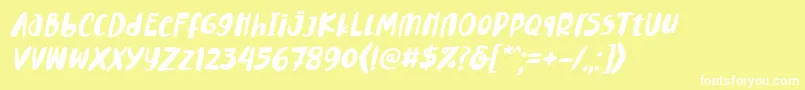 Шрифт Lemontea Squash Italic Font – белые шрифты на жёлтом фоне