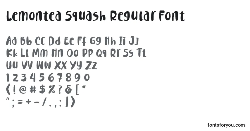 Schriftart Lemontea Squash Regular Font – Alphabet, Zahlen, spezielle Symbole