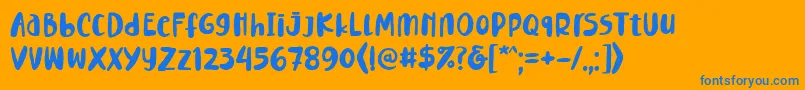 Lemontea Squash Regular Font-Schriftart – Blaue Schriften auf orangefarbenem Hintergrund