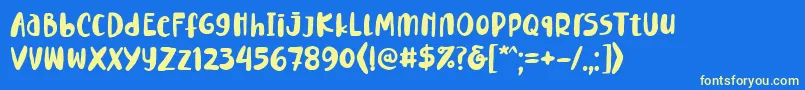 Fonte Lemontea Squash Regular Font – fontes amarelas em um fundo azul