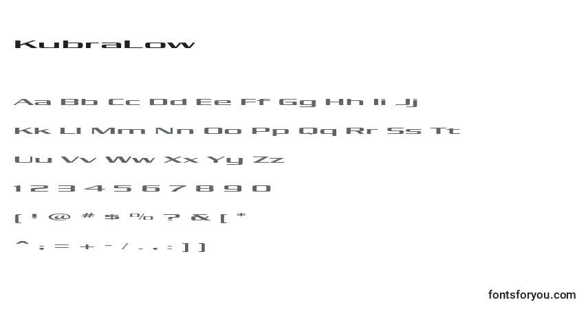 Fuente KubraLow - alfabeto, números, caracteres especiales