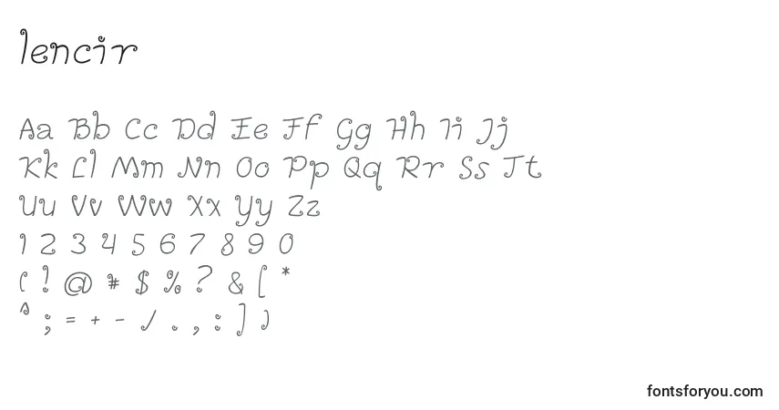 Schriftart Lencir – Alphabet, Zahlen, spezielle Symbole