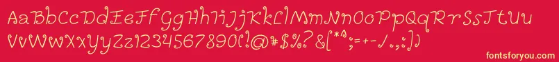 フォントlencir – 黄色の文字、赤い背景