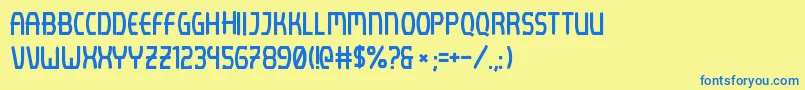 フォントLenijo Brush – 青い文字が黄色の背景にあります。