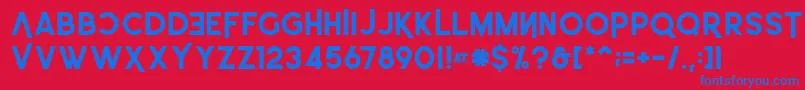 LEonardo Demo Bold-Schriftart – Blaue Schriften auf rotem Hintergrund