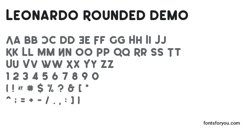 Schriftart Leonardo Rounded Demo – Alphabet, Zahlen, spezielle Symbole