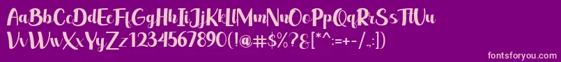 leonie-Schriftart – Rosa Schriften auf violettem Hintergrund