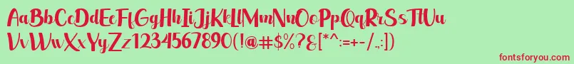 leonie Font – Red Fonts on Green Background