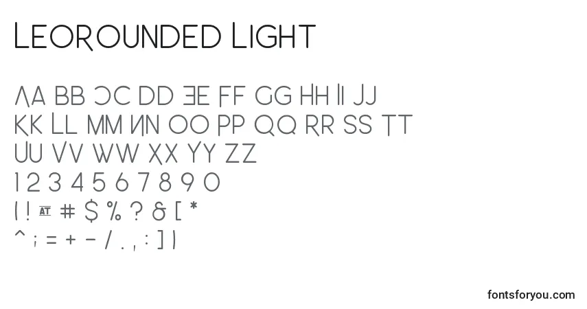Schriftart LeoRounded Light – Alphabet, Zahlen, spezielle Symbole