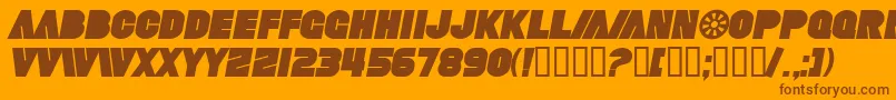 SfFortuneWheelBoldItalic-Schriftart – Braune Schriften auf orangefarbenem Hintergrund