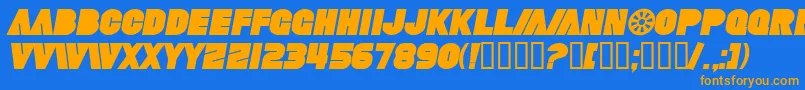 SfFortuneWheelBoldItalic Font – Orange Fonts on Blue Background