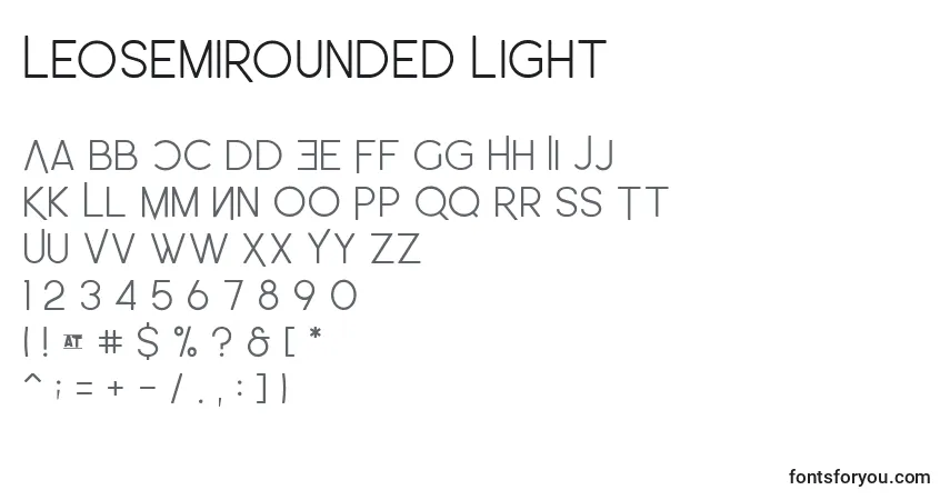 Czcionka LeoSemiRounded Light – alfabet, cyfry, specjalne znaki