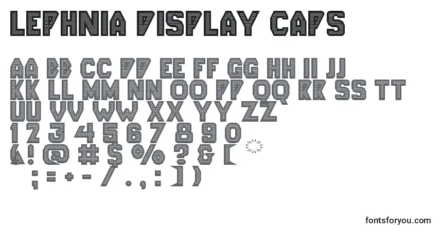 Schriftart Lephnia Display Caps – Alphabet, Zahlen, spezielle Symbole