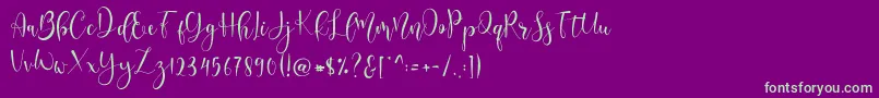 Lerina Script Font – Green Fonts on Purple Background