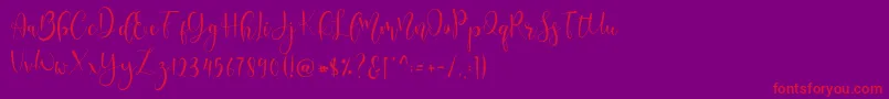 Lerina Script Font – Red Fonts on Purple Background