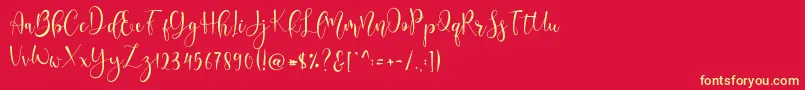 Lerina Script-Schriftart – Gelbe Schriften auf rotem Hintergrund