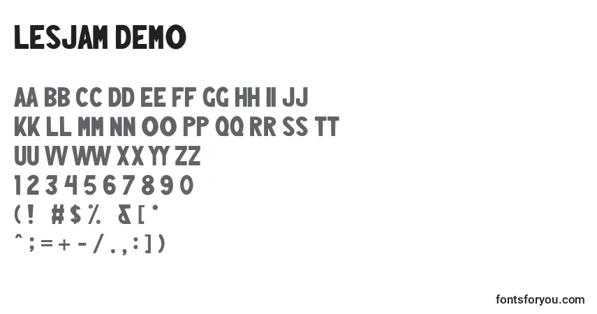 Шрифт Lesjam Demo – алфавит, цифры, специальные символы