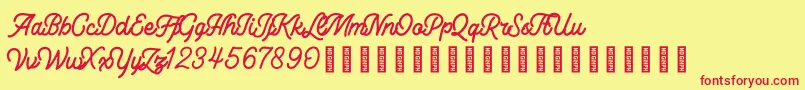 Lesley Font – Red Fonts on Yellow Background