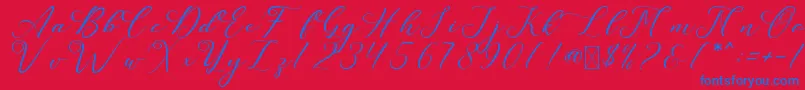 LeslieDawn Font – Blue Fonts on Red Background