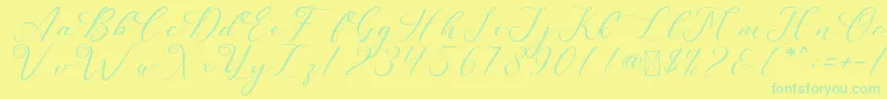 Fonte LeslieDawn – fontes verdes em um fundo amarelo