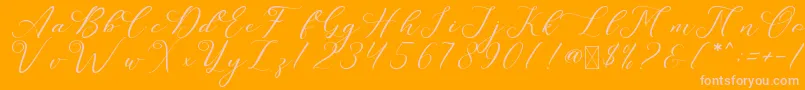 フォントLeslieDawn – オレンジの背景にピンクのフォント