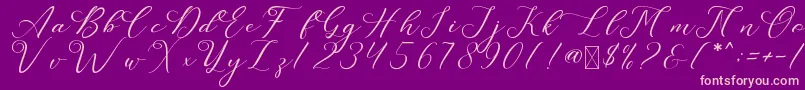 Fonte LeslieDawn – fontes rosa em um fundo violeta