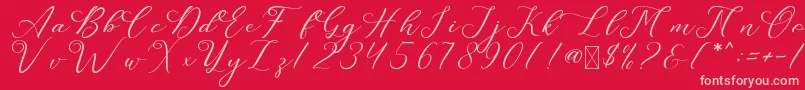LeslieDawn Font – Pink Fonts on Red Background